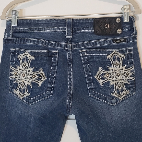 Miss Me Denim - Miss Me Jeans Boot Cut Tribal Cross Embellished Bling Mid Rise Size 30 JP5076-2
